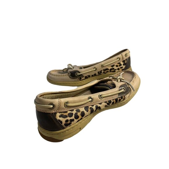 #4541 Sperry cheetah print leather upper loafers shoes size 7.5 M  LOAFERS - Picture 1 of 6